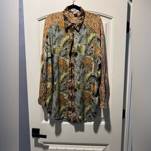 Vintage 80’s We be bop women’s leopard animal print embellished top blouse sz 1x